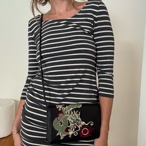 Embroidered Black Crossbody Bag
